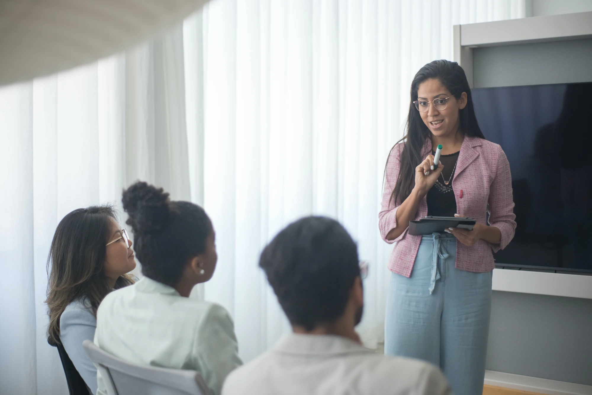 Banner: professional delivering presentation.