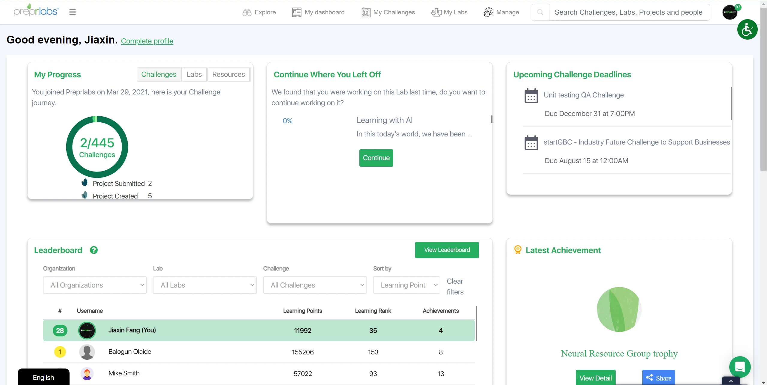 Screengrab: Release 22 dashboard.