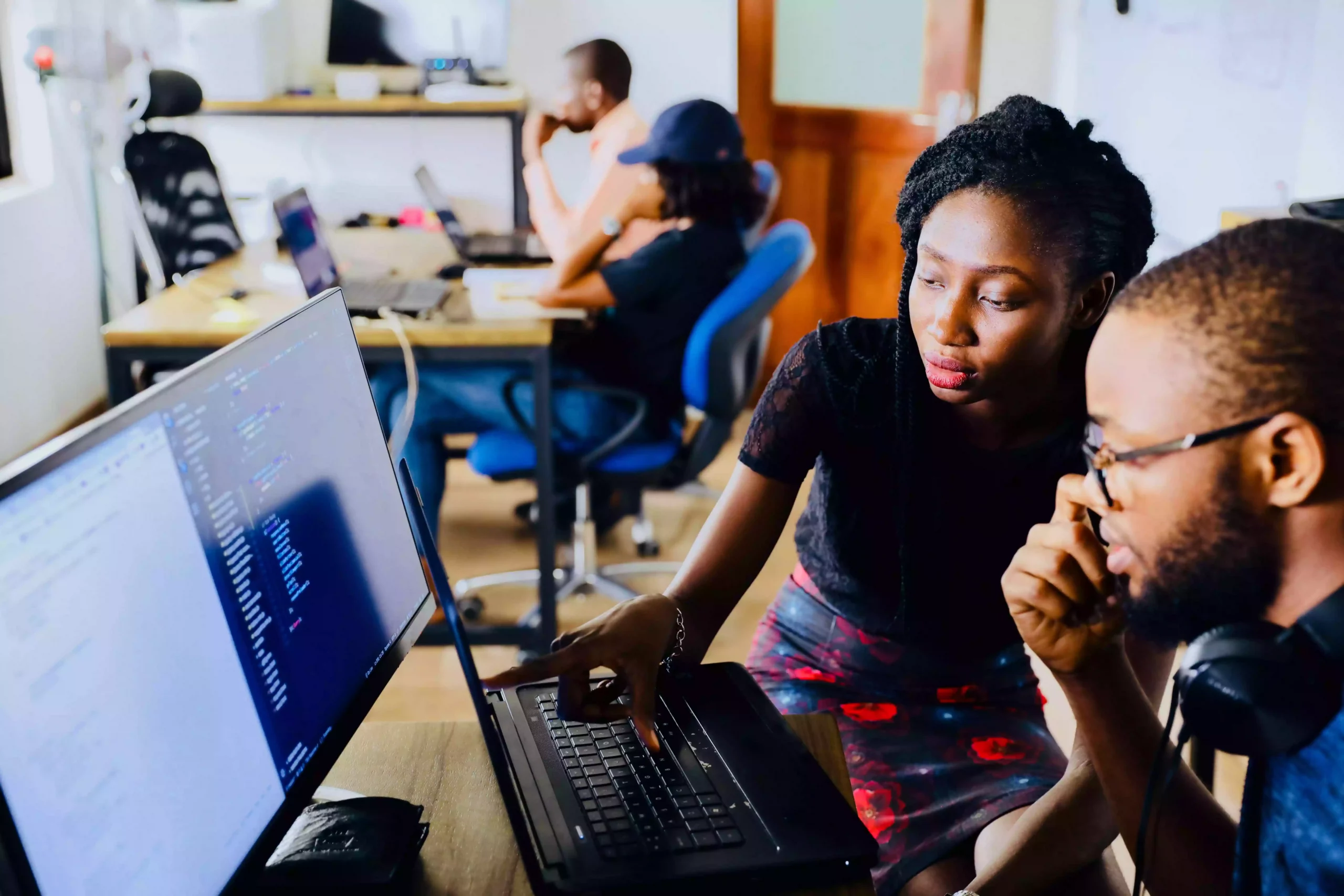 Two students working