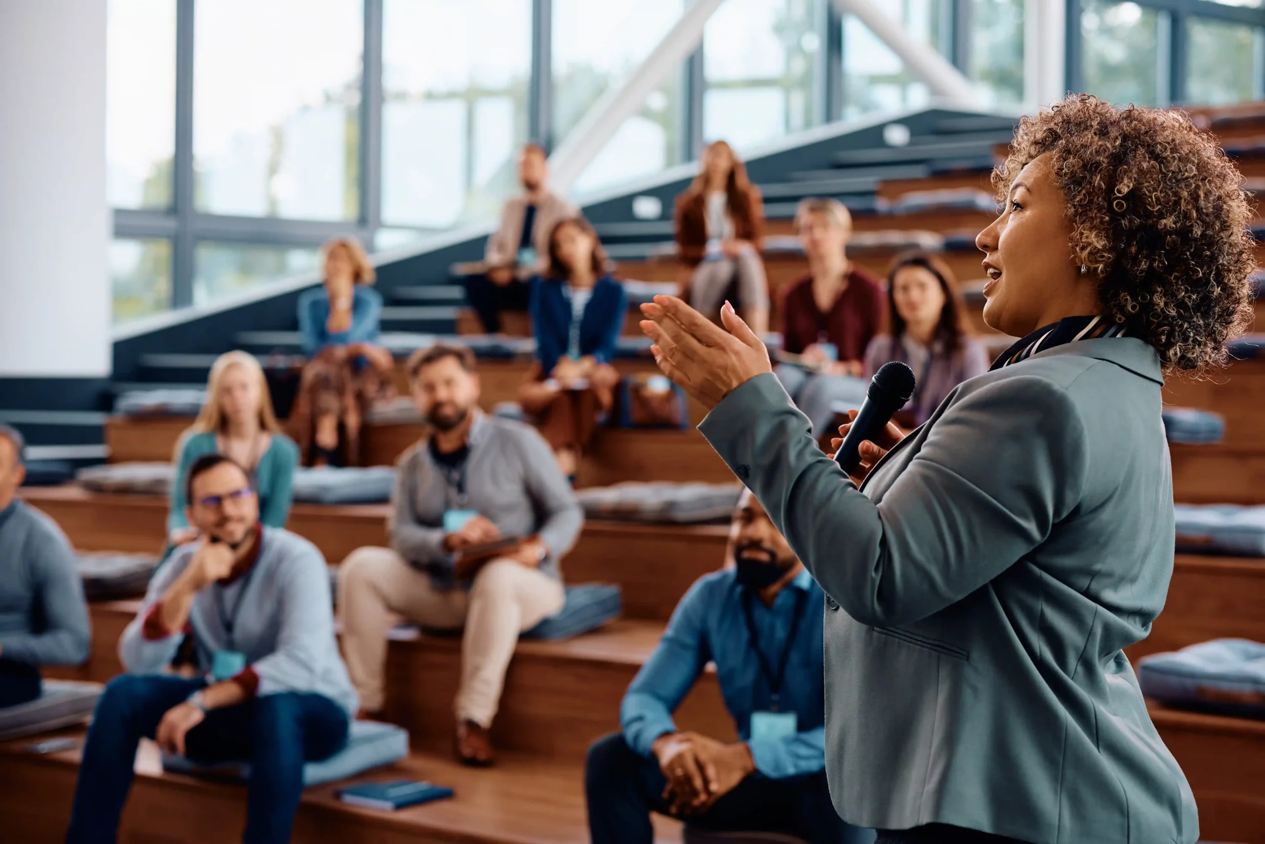 Businesswoman speaking in a conference